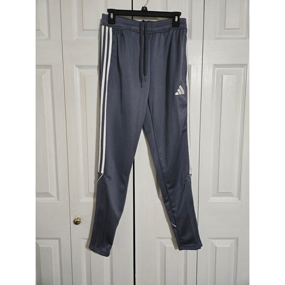 Adidas small men's gray football tapered leg partial zip athletic pants nwt - Picture 1 of 12